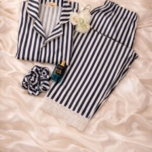 Women Striped Cotton Night Suit Set