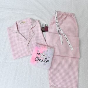Women check Cotton Night Suit Set
